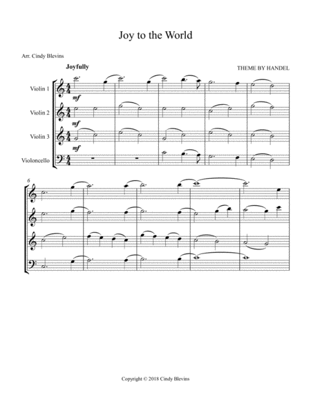 Joy To The World For Three Violins And Cello Page 2