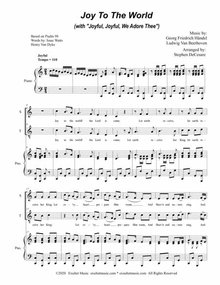 Joy To The World With Joyful Joyful We Adore Thee For 2 Part Choir Soprano Tenor Page 2