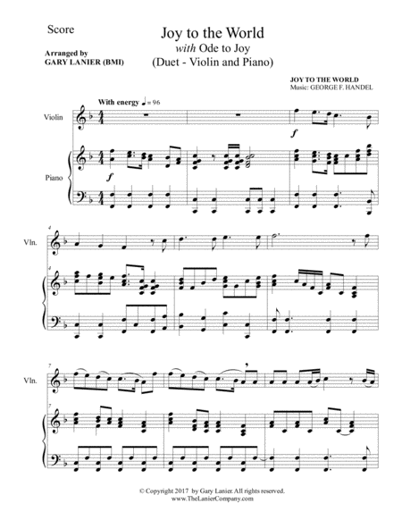 Joy To The World With Ode To Joy Violin With Piano Score Part Page 2