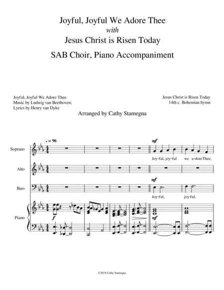 Joyful Joyful We Adore Thee With Jesus Christ Is Risen Today Sab Choir Piano Acc Page 2