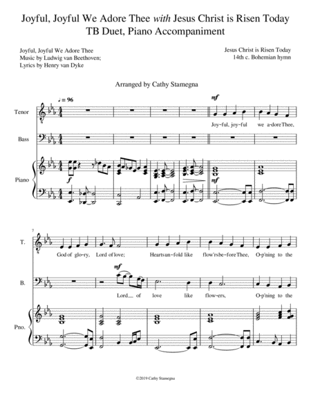 Joyful Joyful We Adore Thee With Jesus Christ Is Risen Today Tb Duet Piano Acc Page 2