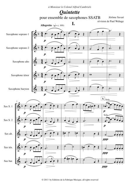 Jrme Savari Quintet For Ssatb Saxophone Quintet Page 2