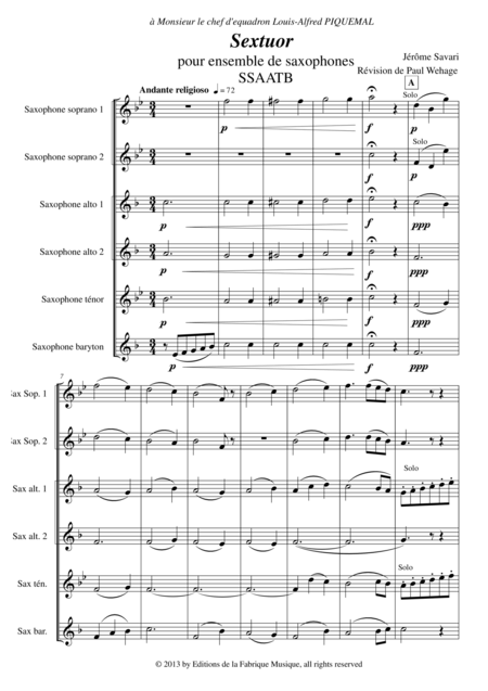 Jrme Savari Sextet For Ssaatb Saxophone Sextet Page 2