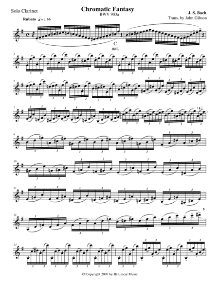 Js Bach Chromatic Fantasy For Unaccompanied Clarinet Page 2