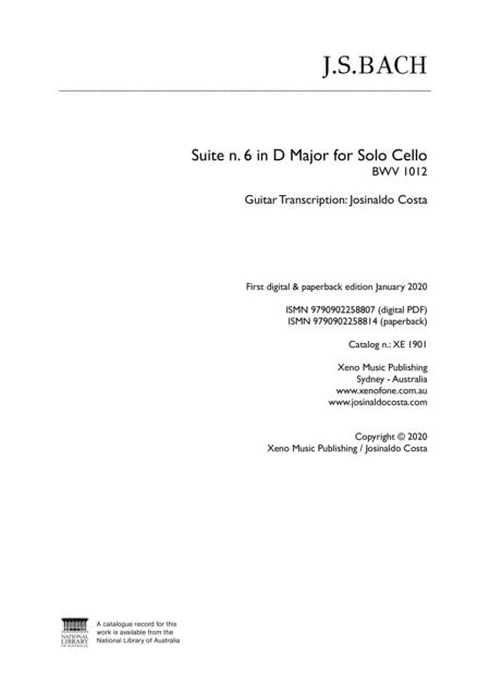 Js Bach Suite N 6 In D Major Bwv 1012 Classical Guitar Transcription Page 2