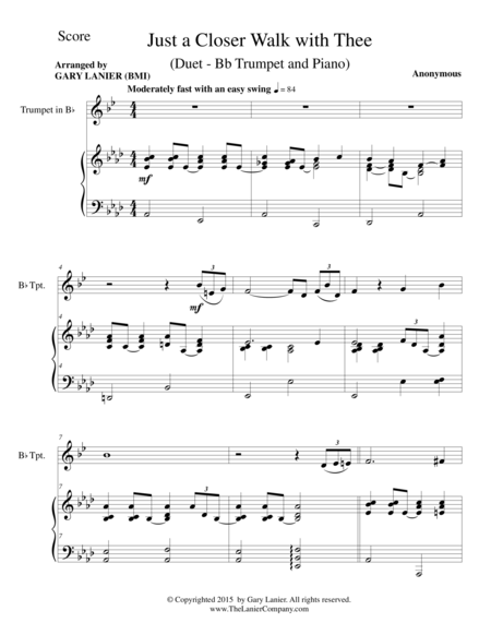 Just A Closer Walk With Thee Duet Bb Trumpet And Piano Score And Parts Page 2