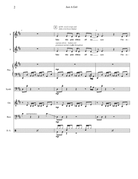 Just A Girl Ssa Chorus Rhythm Section Set Page 2