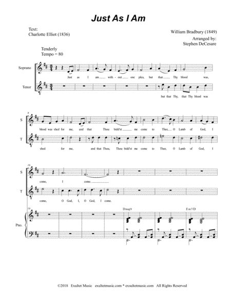 Just As I Am For 2 Part Choir Soprano And Tenor Page 2