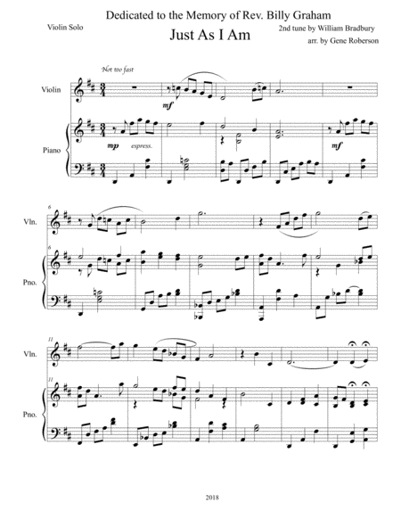 Just As I Am Violin Solo Billy Graham Song Page 2