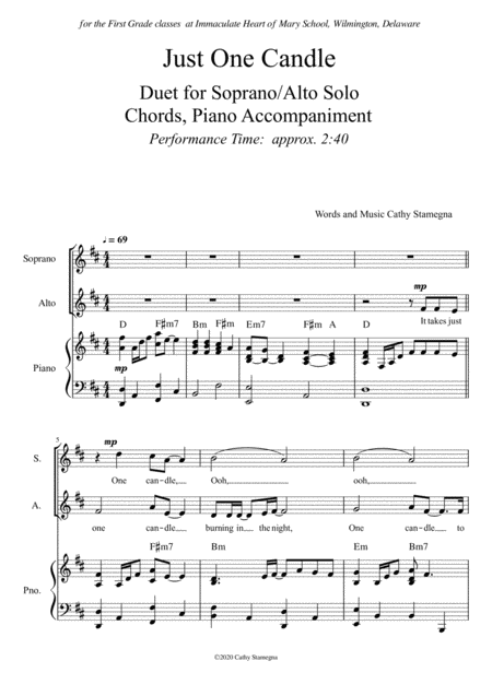 Just One Candle Duet For Soprano Alto Solo Chords Piano Accompaniment Page 2