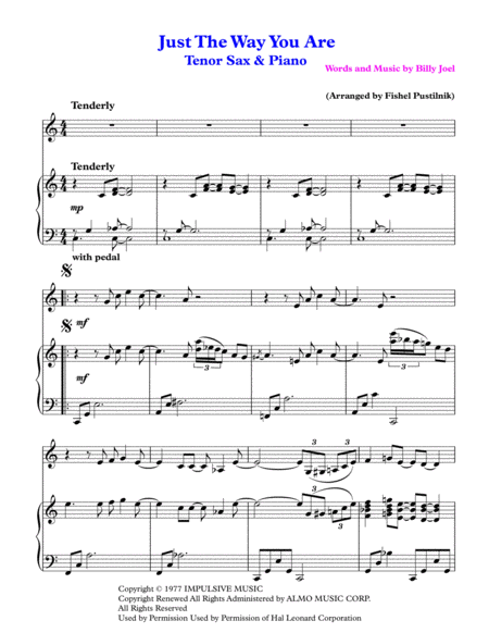 Just The Way You Are For Tenor Sax And Piano Page 2