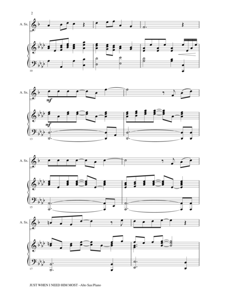 Just When I Need Him Most Alto Sax Piano And Sax Part Page 2