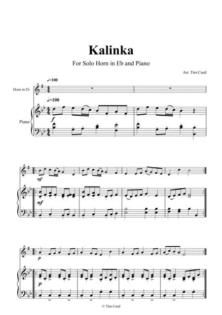 Kalinka For Solo Horn In Eb And Piano Page 2