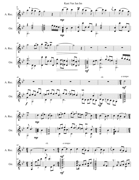 Kani Vur Jan Im As Long As I Live Arranged For Alto Recorder And Classical Guitar Page 2