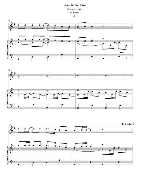 Kansas Dust In The Wind For French Horn Piano Page 2