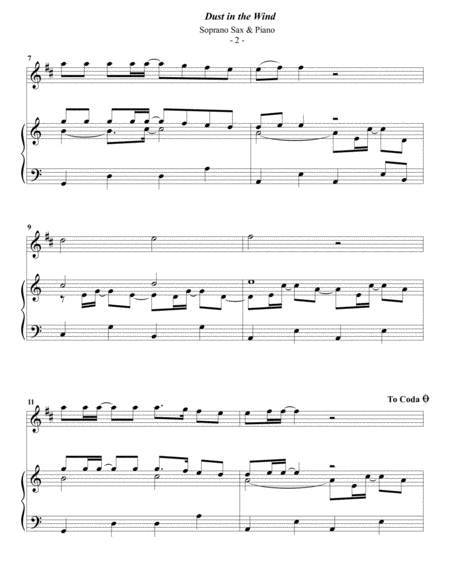 Kansas Dust In The Wind For Soprano Sax Piano Page 2