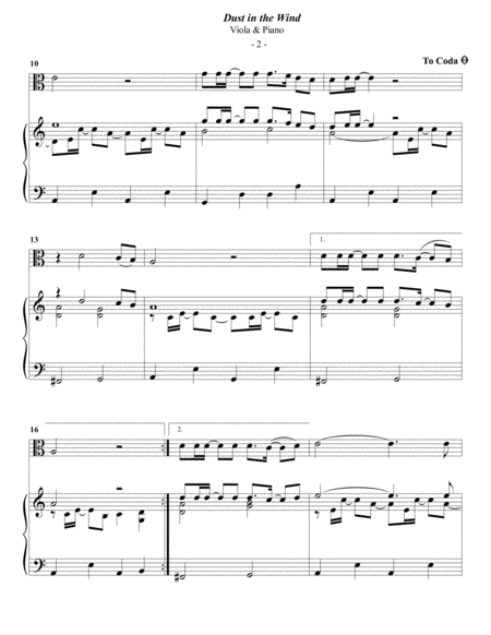 Kansas Dust In The Wind For Viola Piano Page 2