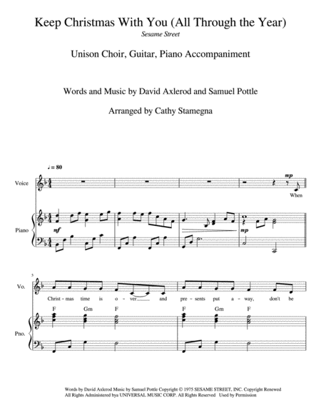 Keep Christmas With You All Through The Year Unison Choir Chords Piano Accompaniment Page 2