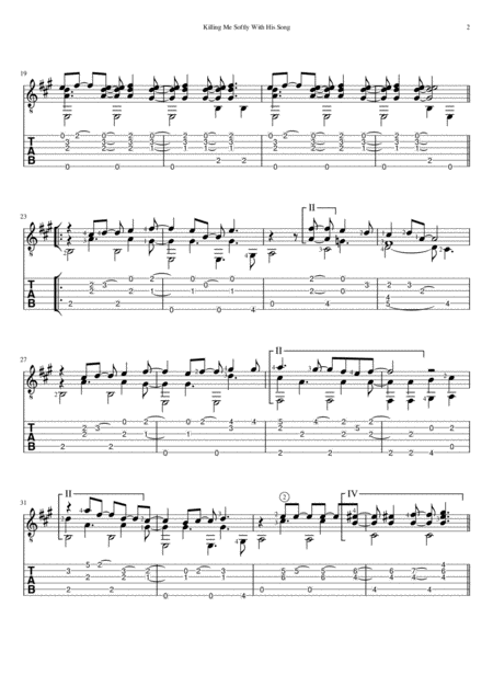 Killing Me Softly With His Song Standard Notation And Tab Page 2