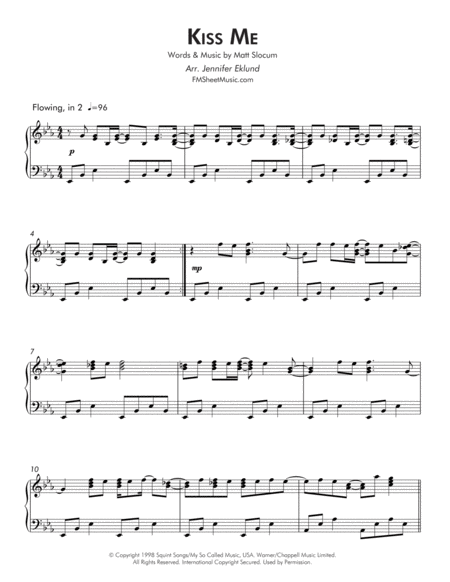 Kiss Me Intermediate Piano Page 2