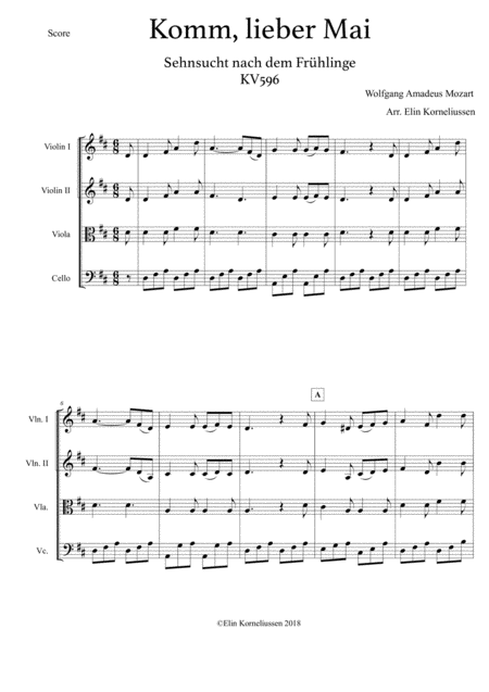 Komm Lieber Mai Wishing For Spring By W A Mozart Arranged For String Quartet Page 2