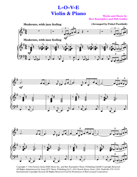 L O V E For Violin And Piano Page 2