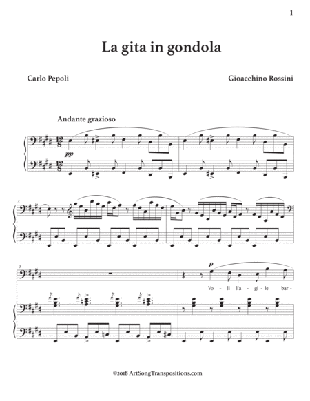 La Gita In Gondola E Major Bass Clef Page 2