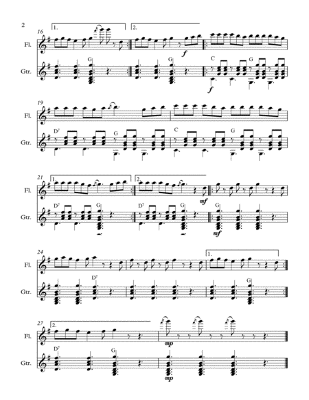 La Raspa Folk Song From Mexico Duet For Flute And Guitar Page 2