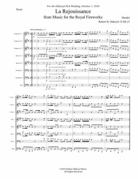 La Rejouissance From Royal Fireworks For Brass Octet Page 2