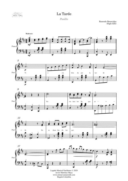 La Tarde Pasillo For Piano Latin Music Page 2