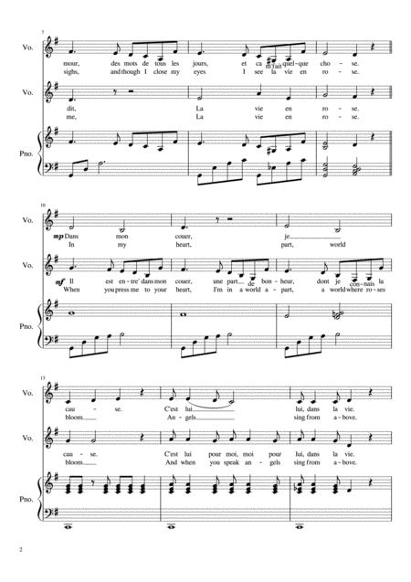 La Vie En Rose Vocal Duet Page 2