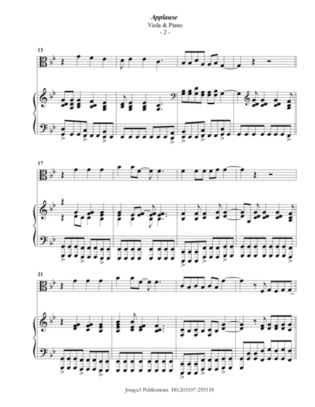 Lady Gaga Applause For Viola Piano Page 2