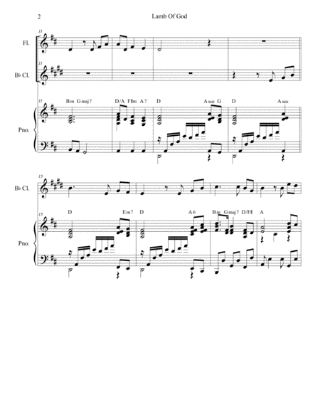 Lamb Of God Duet For Flute And Bb Clarinet Page 2