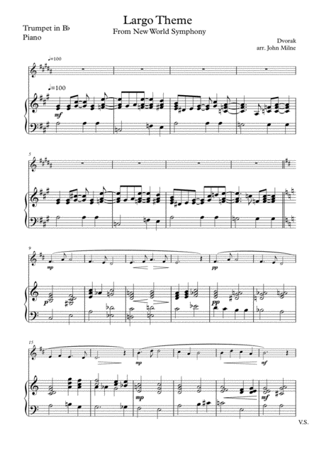 Largo From The New World Symphony Arranged For Trumpet And Piano Page 2