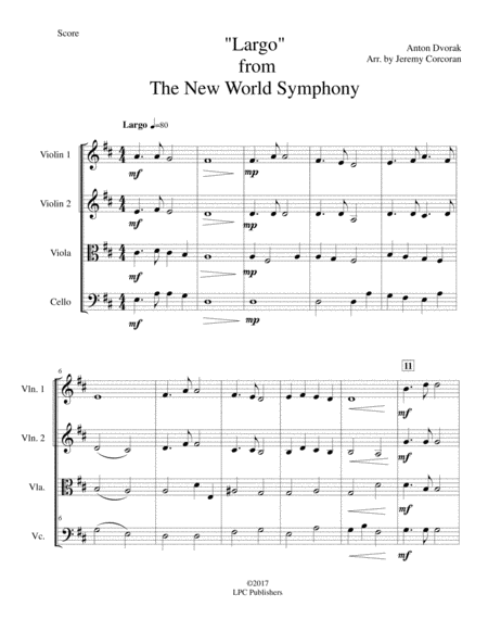 Largo From The New World Symphony For String Quartet Page 2