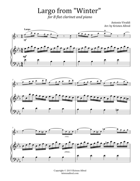 Largo From Winter For Clarinet And Piano Page 2