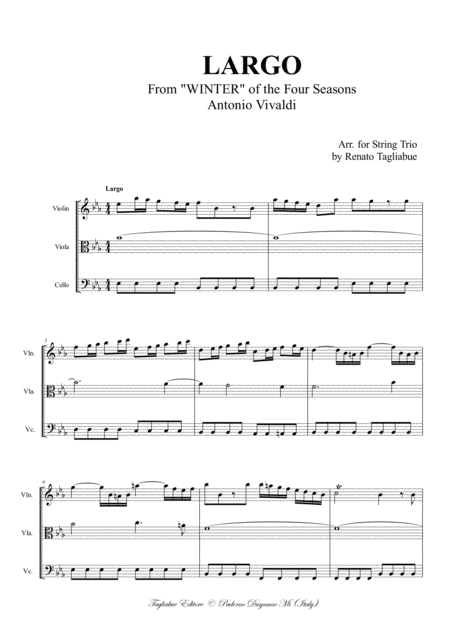 Largo From Winter Of The Four Seasons Antonio Vivaldi Arr For String Trio Page 2