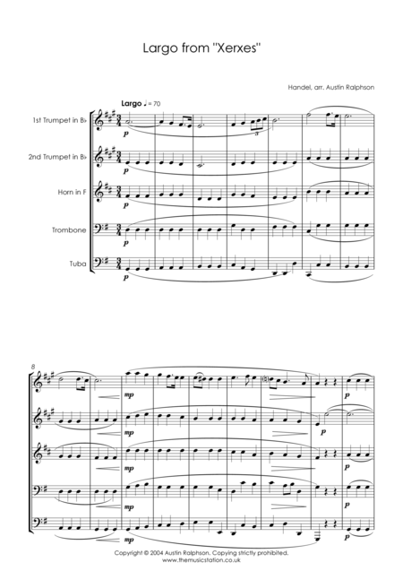 Largo From Xerxes Brass Quintet Page 2