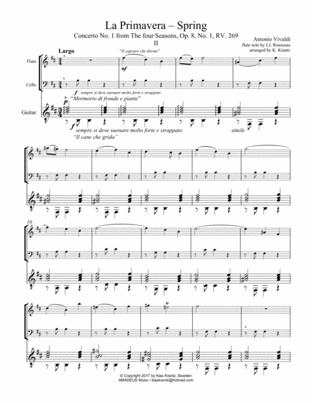 Largo Ii From La Primavera Spring For Flute Solo And Guitar Cello Ad Lib Page 2