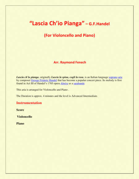Lascia Ch Io Pianga From Opera Rinaldo G F Handel Violoncello And Piano Page 2