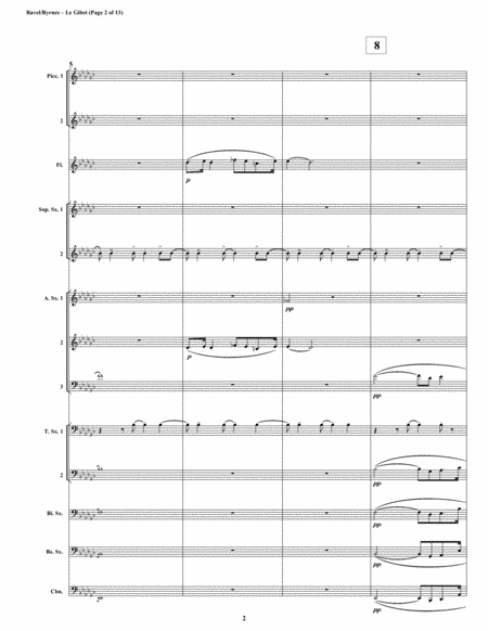 Le Gibet Gaspard De La Nuit For Saxophone Nonet Flute 2 Piccolos Contrabassoon Page 2