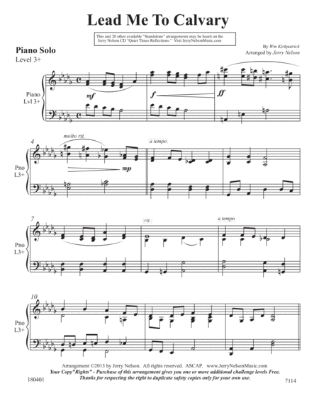 Lead Me To Calvary 2 For 1 Piano Standalone Arr S Page 2