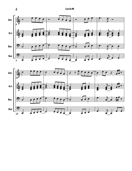 Lean On Me For Diatonic Or Chromatic Marimba Quartet Key Of C Page 2