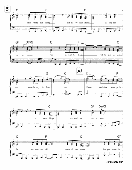 Lean On Me Piano Vocal Score Page 2