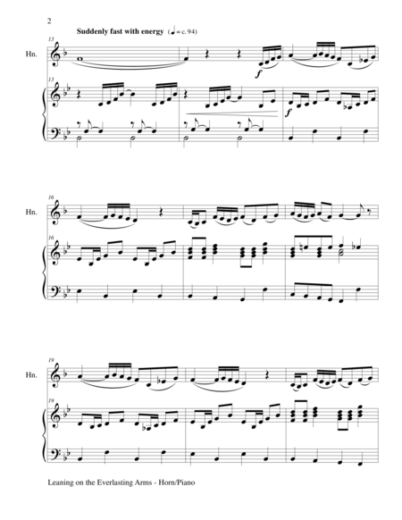 Leaning On The Everlasting Arms Horn Piano And Horn Part Page 2