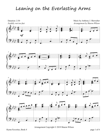 Leaning On The Everlasting Arms Intermediate Piano Solo Page 2
