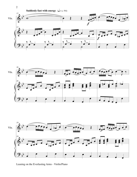 Leaning On The Everlasting Arms Violin Piano And Violin Part Page 2