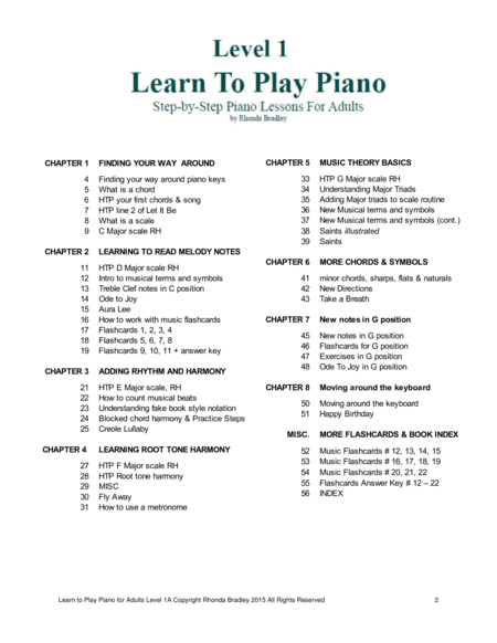 Learn To Play Piano Easy Adult Piano Lesson Book Page 2