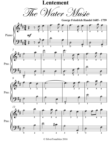 Lentement Number 4 The Water Music Easy Piano Sheet Music Page 2