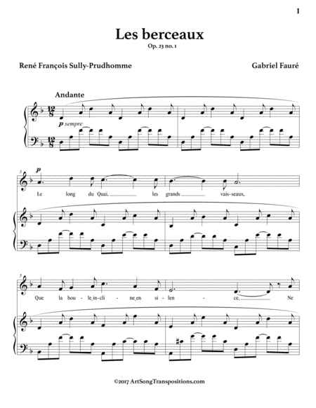 Les Berceaux Op 23 No 1 In 8 Keys D C Sharp C B B Flat A A Flat G Minor Page 2